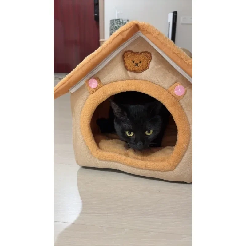 عش القطط والكلاب القابل للإزالة والغسل - لوازم الفراش الشهيرة للمنزل العالمي للفصول الأربعة مثالية للكلاب الصغيرة مثل تيدي الحيوانات الأليفة