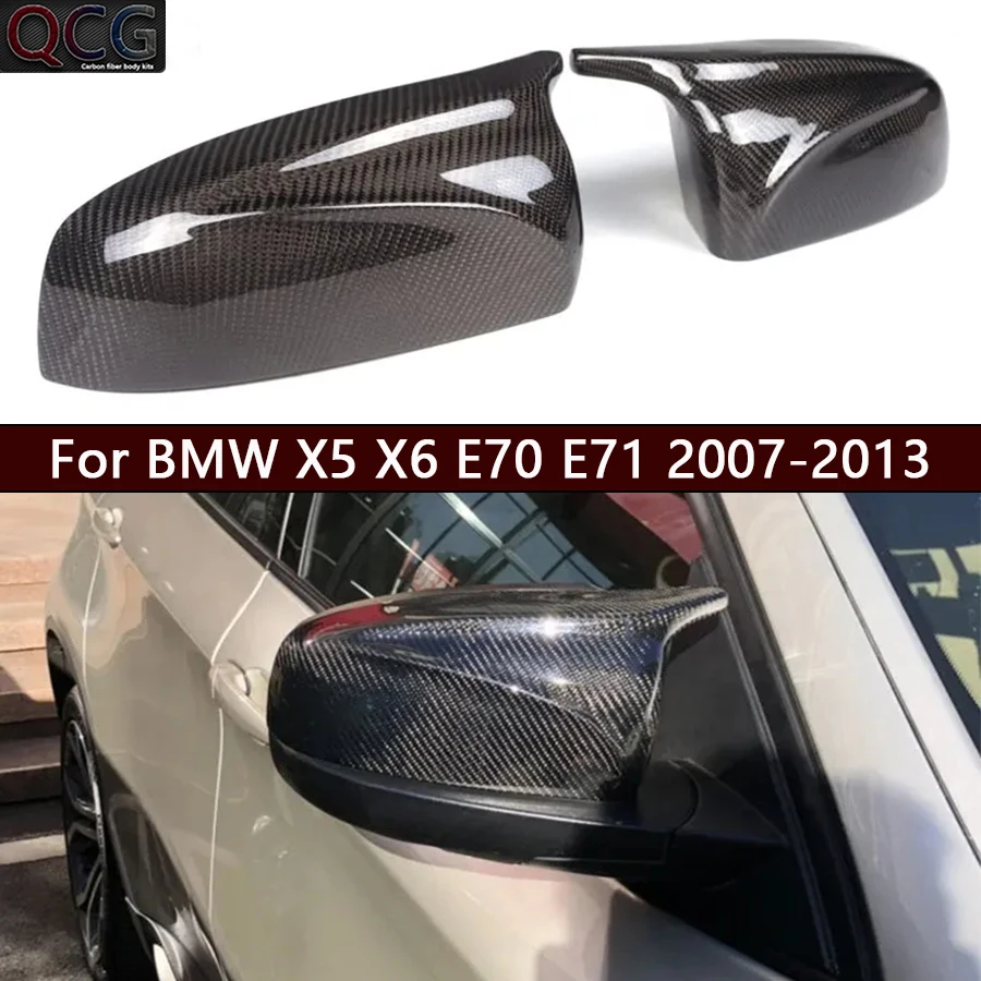 

For BMW X5 X6 E70 E71 2007-2013 Upgrade Shells Rearview Cap Real Carbon fiber rear view mirror case cover Car Accessories