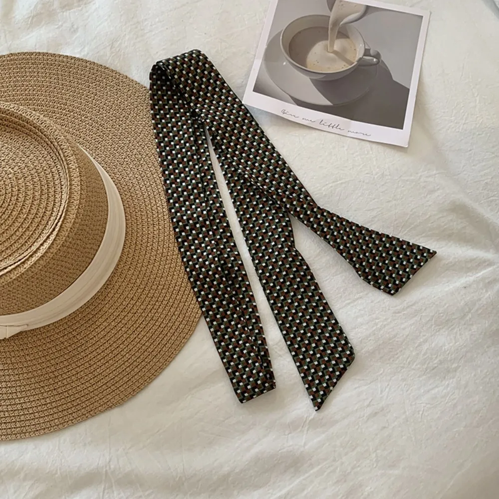 Pañuelo largo de seda coreano de moda, banda delgada y estrecha para el pelo, decoración versátil para asas de bolsos Y2K para mujer