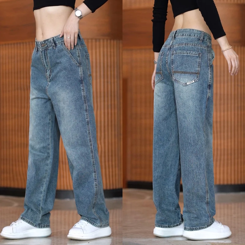 

Мужские джинсы American Sle, повседневные, свободного кроя, прямые, модные, в стиле ретро, универсальные, осенние, из хлопкового денима