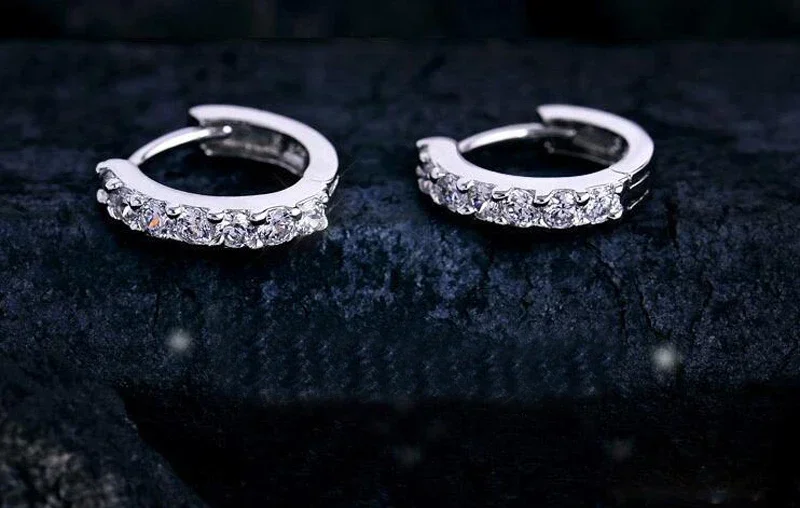 Orecchini in argento Sterling 925 di alta qualità di lusso 10mm cerchio zircone orecchino a cerchio per Grils donna regali di gioielli per feste di