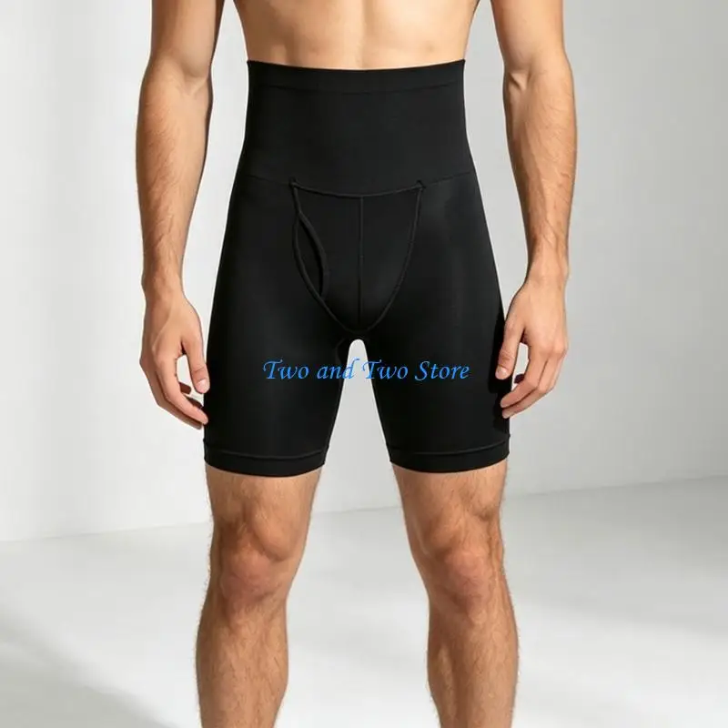 HX6F Mens Pull On Shaping Shorts High Rise Long Leg Smooth Wear for Travel