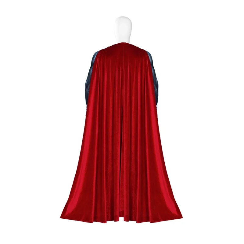 Costume da supereroe in acciaio per uomini adulti, abito da eroe di Halloween personalizzato, mantello in velluto rosso