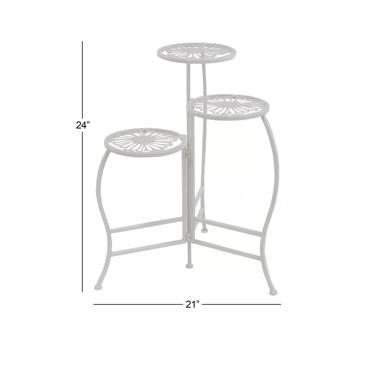 ขาตั้งดอกไม้โลหะสีขาว3ชั้น21 "x 15" x 24"