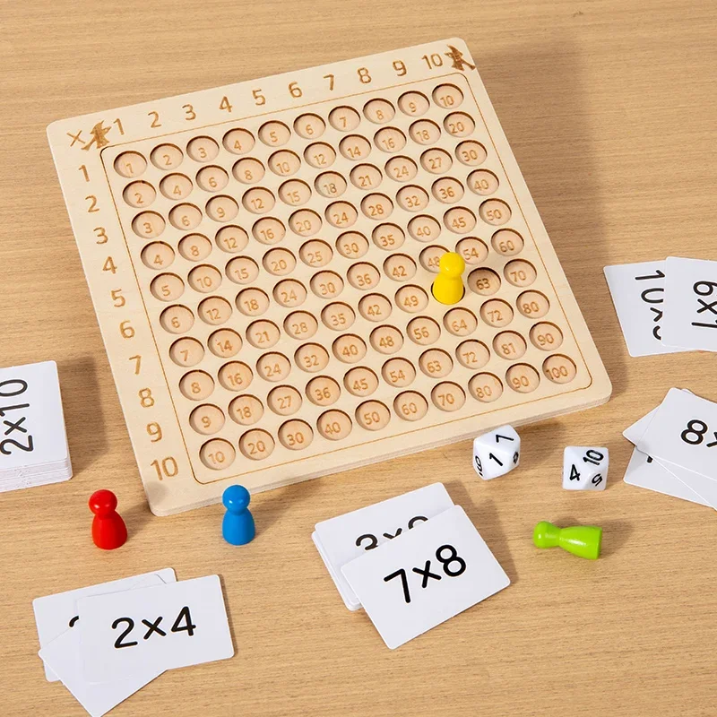 Tavola di moltiplicazione in legno 99 Giocattoli aritmetici Montessori Tabella di moltiplicazione Apprendimento della matematica Conteggio Insegnamento per bambini