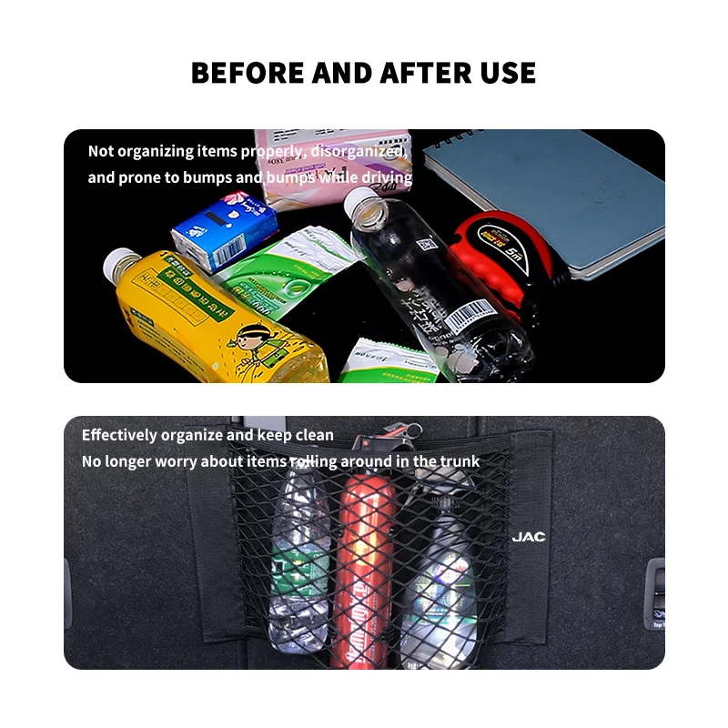 Picture 3: Car Styling Trunk Box Storage Bag Mesh Elastic String Net Pocket Organizer Accessories For JAC J3 J4 J7 JS2 JS3 JS4 KR1 S2 S3 S4