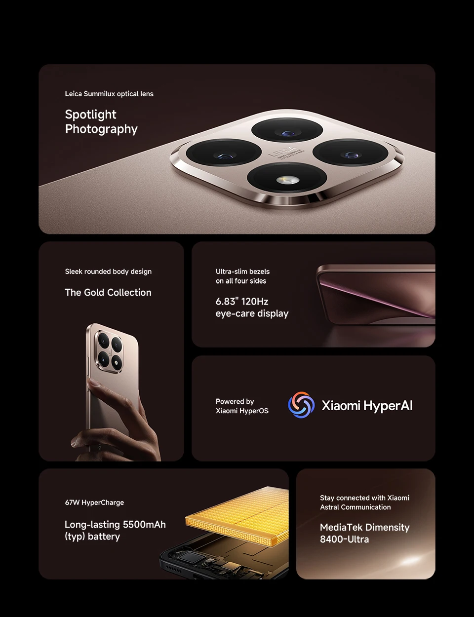 Global Version Xiaomi 15T 5G Smartphone 12GB RAM Leica Camera 6.83" AMOLED Display 120Hz MTK Dimensity 8400-Ultra CPU 5500mAh