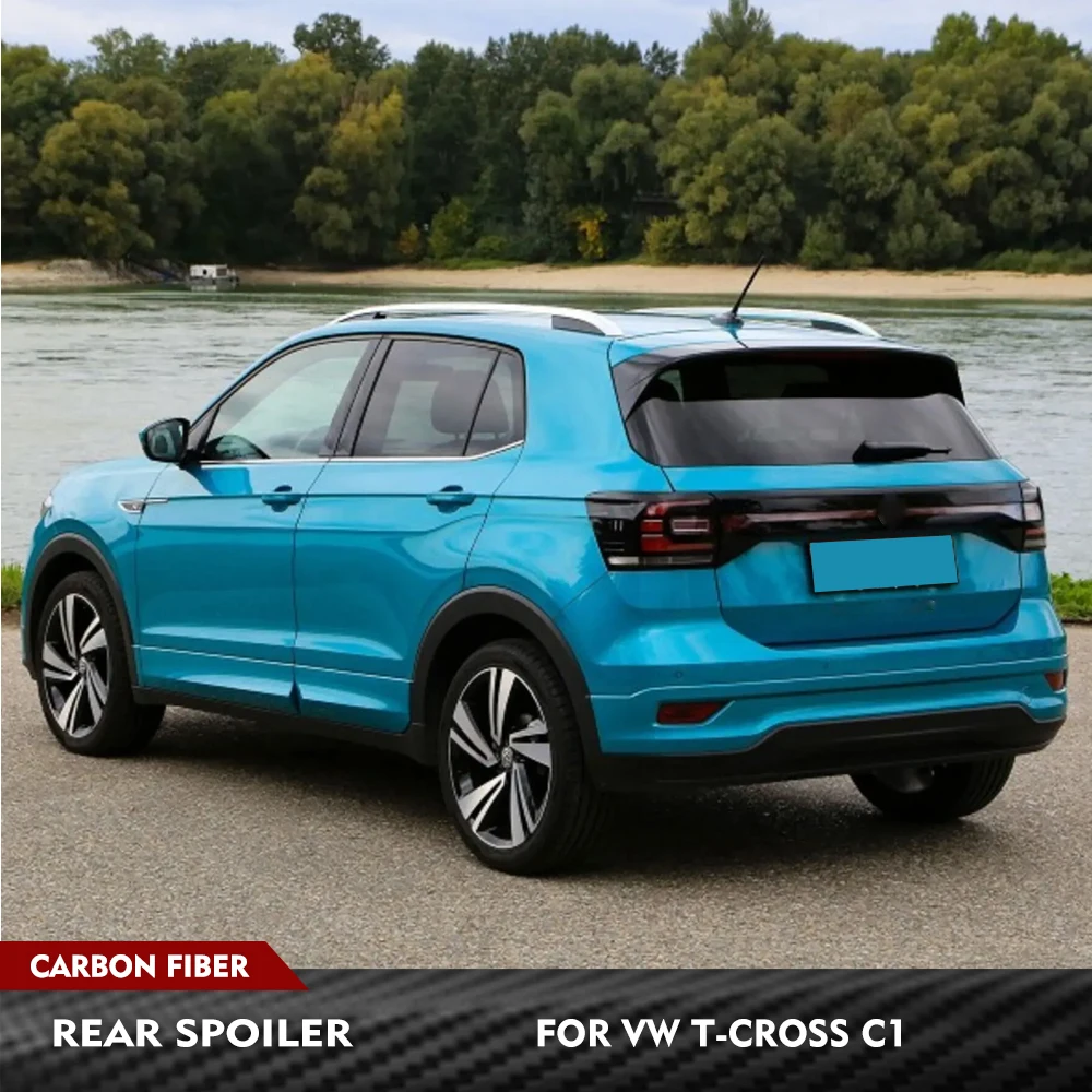 

For Volkswagen VW T-Cross C1 2019 2020 Carbon Fiber Car Rear Roof Trunk Spoiler Car Rear Window Wing Lip Racing Spoiler Body Kit