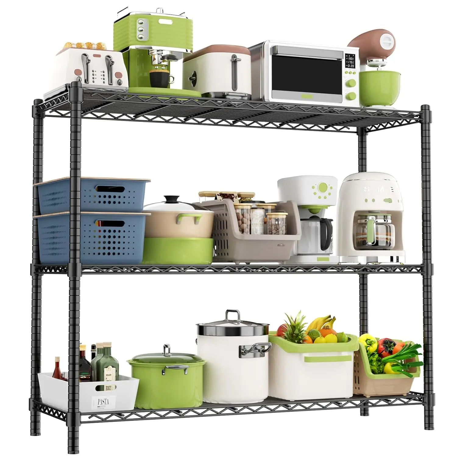 

Стеллажи для хранения, 48 дюймов (длина) x 20 дюймов (ширина) x 47 дюймов (высота), усиленные металлические стеллажи для гаража, выдерживают нагрузку 1200 фунтов, 3-ярусные, регулируемые, на заказ