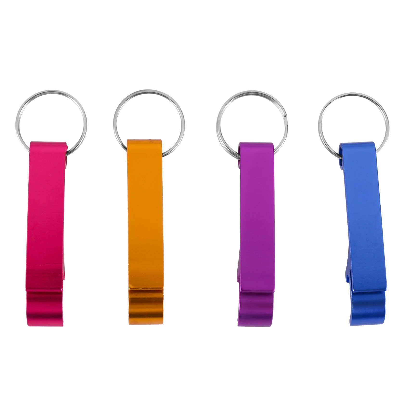 ELBA_100Pcs 8 Color Metal Bottle Opener, Split Key Ring Chain Keychain