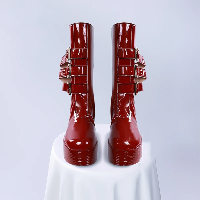 페로나 코스프레 신발 여성용 애니메이션 해적 역할 놀이 인조 가죽 부츠