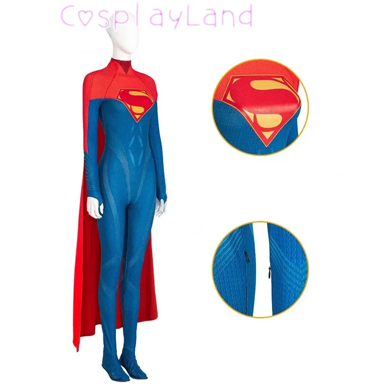 بدلة قفز لفيلم بطل كارا زور إل التأثيرية مع كيب أحمر بطلة خارقة ملابس تنكرية بدلة كرنفال الهالوين #3