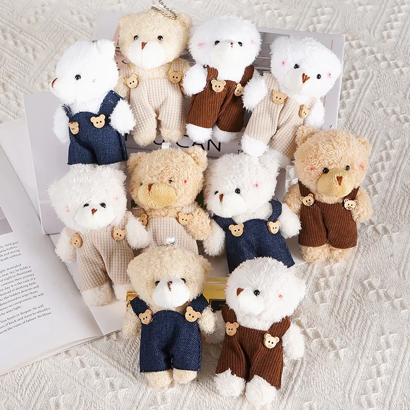 50pcs/lot Plush Teddy Bears Toys Pendant Animal Stuffed Dolls Kawaii Girl Mini Bear Key chain Bag Pendant Children Party Gifts