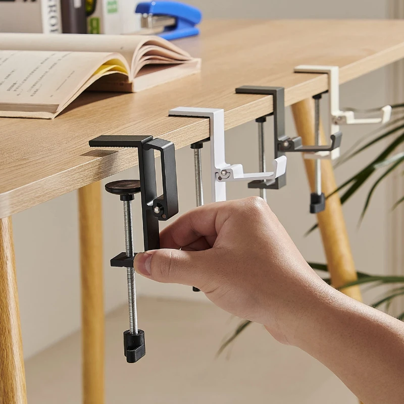 Foldable Desk Clamp Hook Hanger, Under Table Storage Holder for Headphones Bags Cups, No Drill Space Saving Organizer image 4
