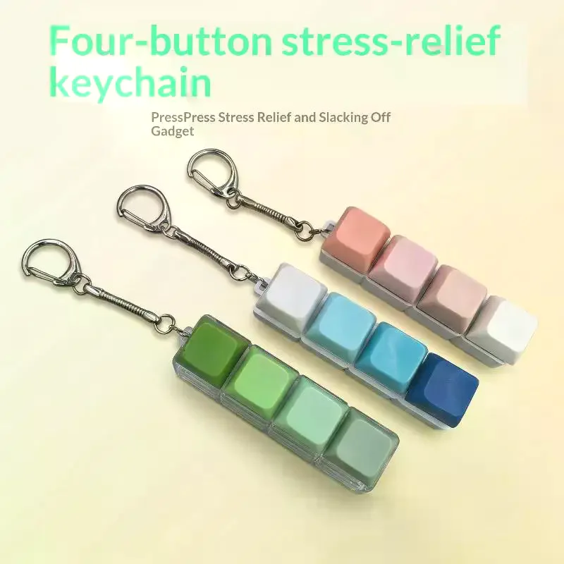 4 Keys Finger Button Mechanical Keyboard Keycaps Colorful Keychain Fidget Toys Press Keyboard Games Key Toy