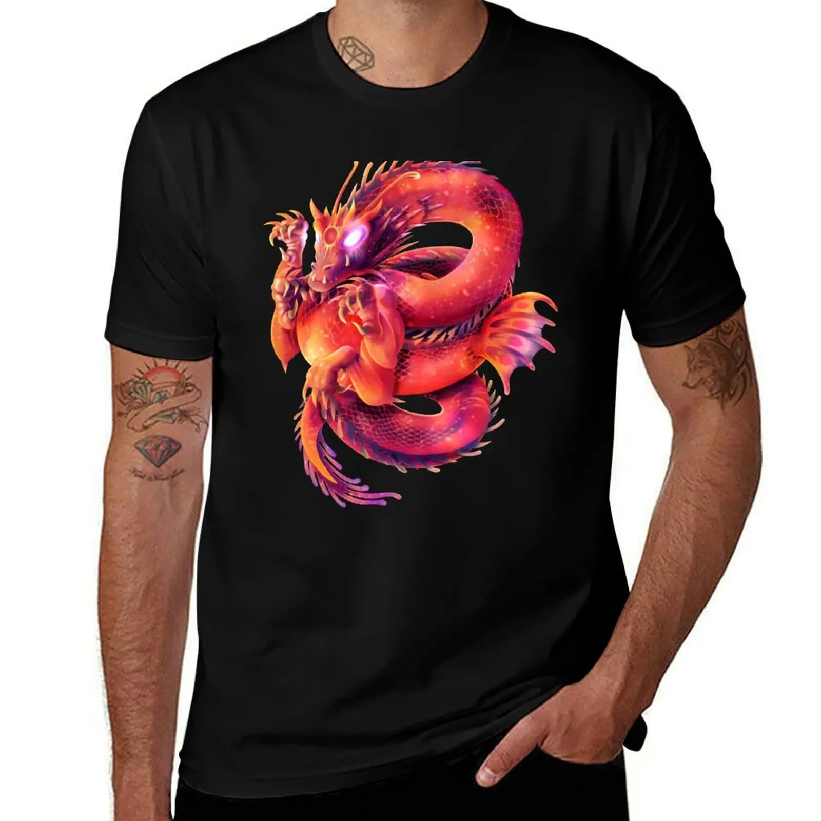 

Mystical Dragon with Glowing Eyes. T-Shirt t shirts designer t shirts for man cotton funny T-Shirt