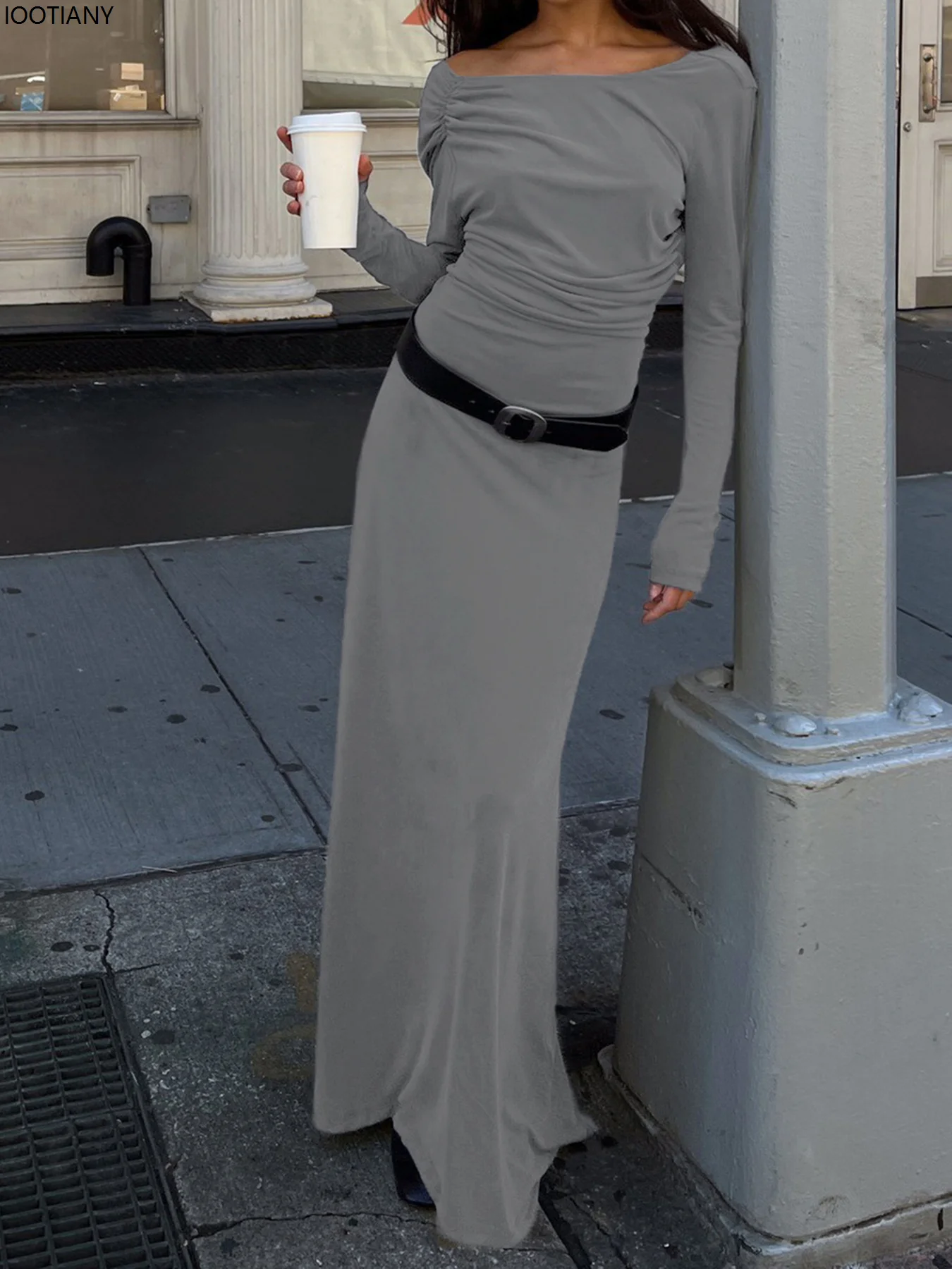 

Women's Autumn Full-sleeved Slim Dress Retro Y2k Off-the-shoulder Long Dress Casual Street Style Elegant A-line Maxi Dress 2025
