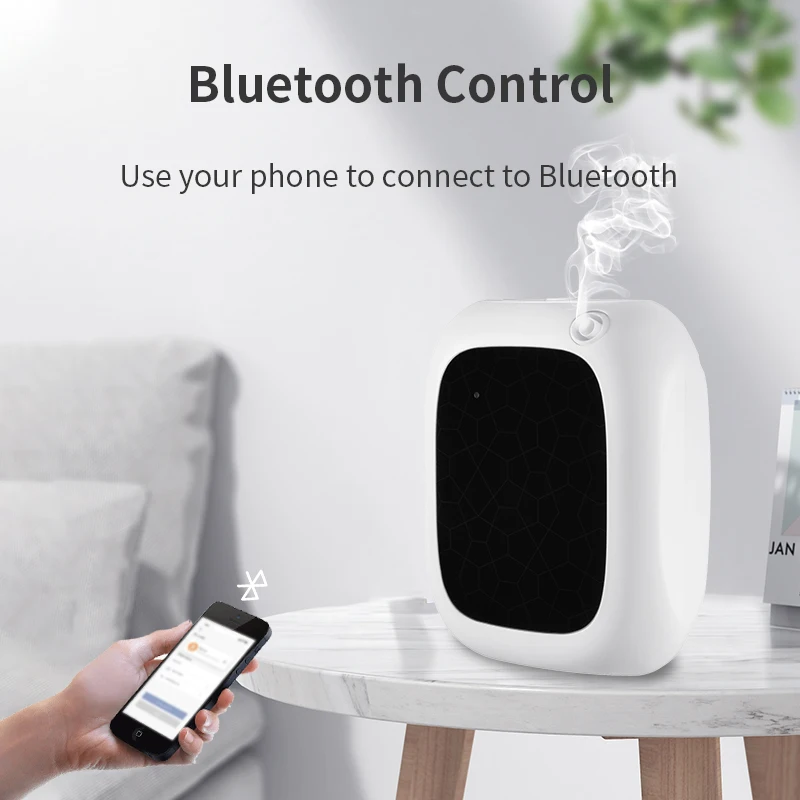 Diffuseur d'arôme d'huile essentielle, 1500m ³, Bluetooth intelligent, capacité de 200ML, désodorisant puissant par atomisation, pour maison hôtel