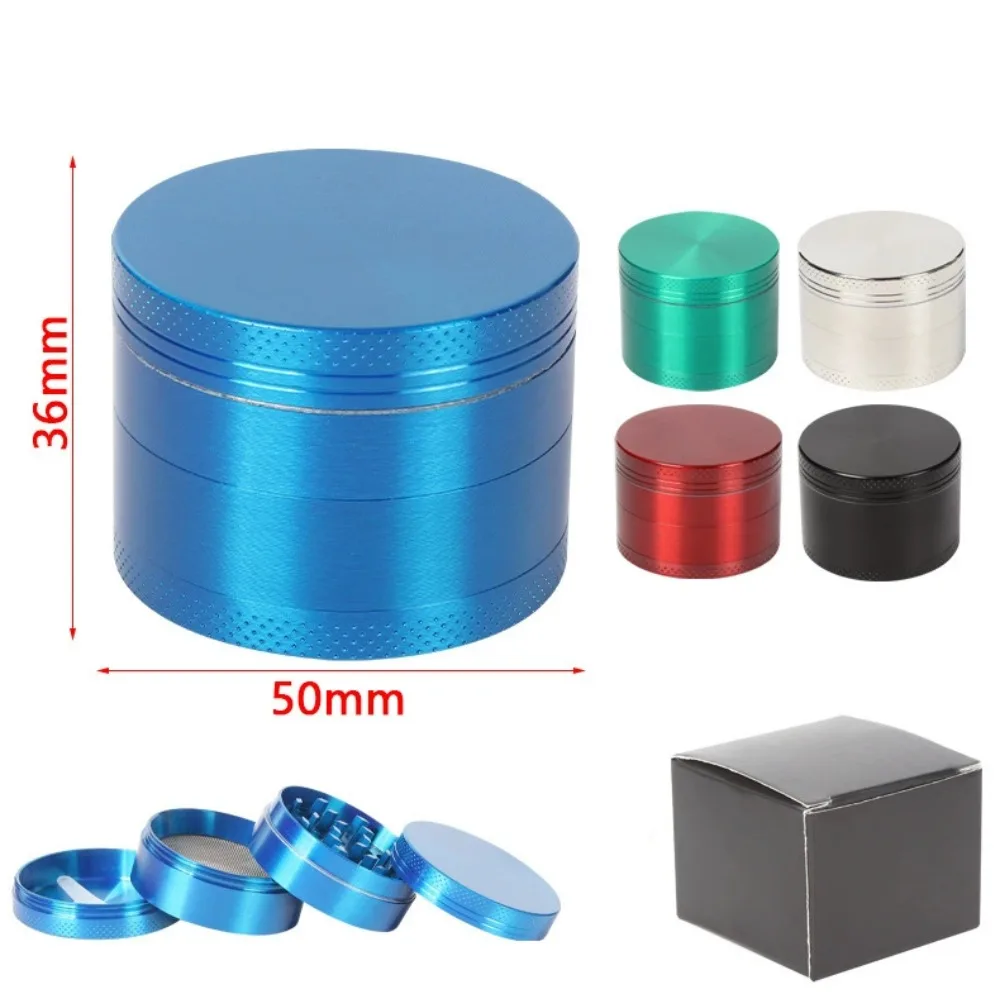 50mm Solid Color Plain Metal 4-Layer Herb Grinder Cigarette Grinder Smoking Accessory