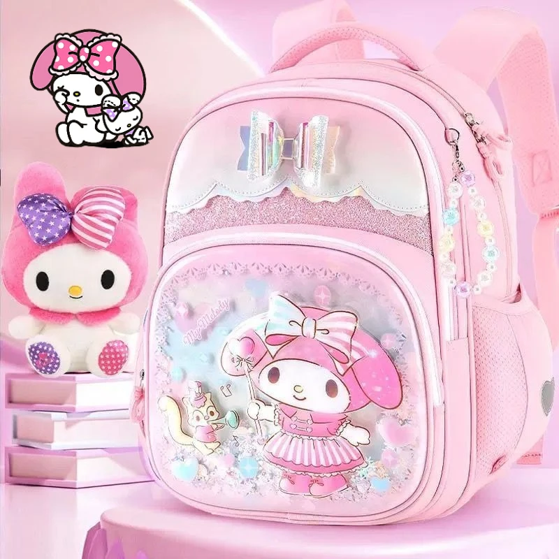 

Sanrio Kuromi Backpack Melody Shoulder Bag Cartoon Casual Outdoor Daypack Girl Elementary School Students Mochila for Grades 1-3