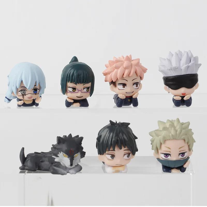1 Uds. Figura de acción de estilo aleatorio de Anime Jujutsu Kaisen kawaii versión Q, Mini modelo de PVC, muñeca de juguete, decoración de escritorio, adornos para coche, regalos