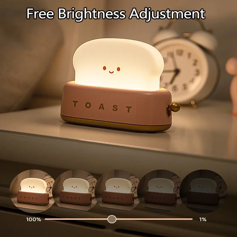 Brot Toast Tisch Licht Toaster Nachtlicht Kreative USB Aufladbare Led Lampe Dekor Urlaub Baby Schlafzimmer Für Geburtstag Geschenk