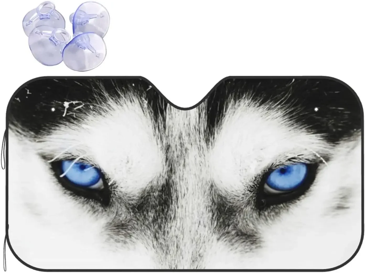 Husky Dog Blue Eyes Pattern Sun Shade Front Window Sunshade for Most Sedans SUV Truck Blocks Uv Rays Keeps Your Vehicle Cool