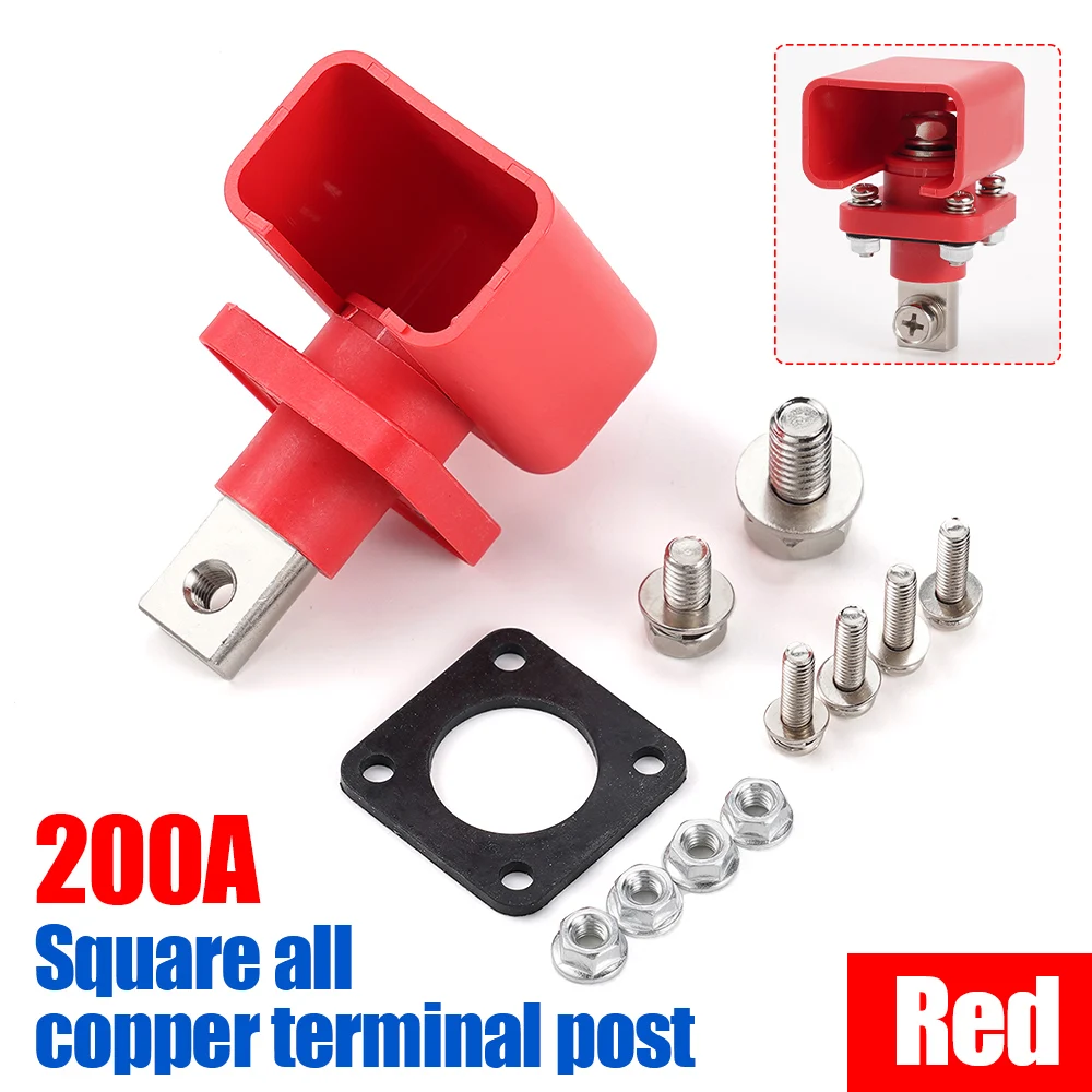 200A All-Copper Battery Power Terminal Energy Storage Inverter Lithium Batter Connector Square Through Wall Terminal Block