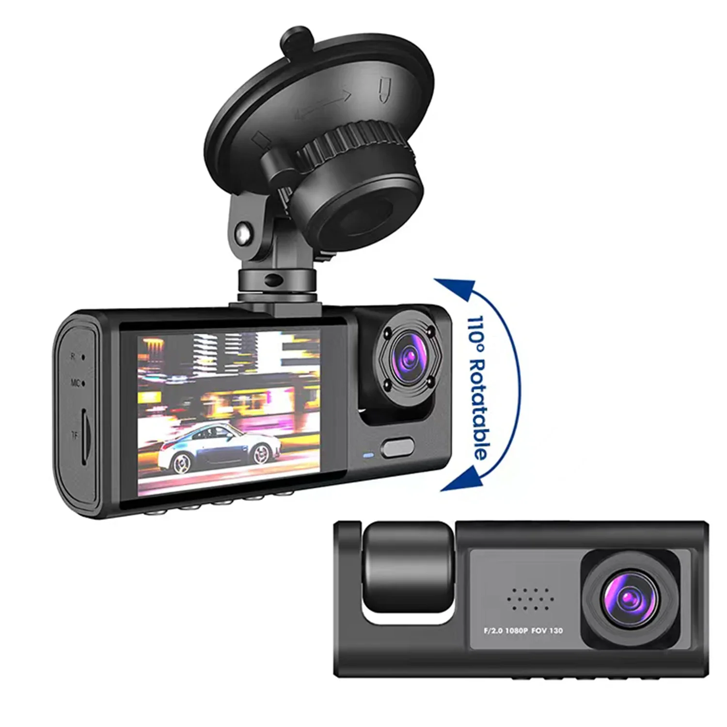 3 Camera car video camera in the car reversing rear dvr front camera 1080P Front and Inside 2 Inch Screen Recorder for Taxi Uber