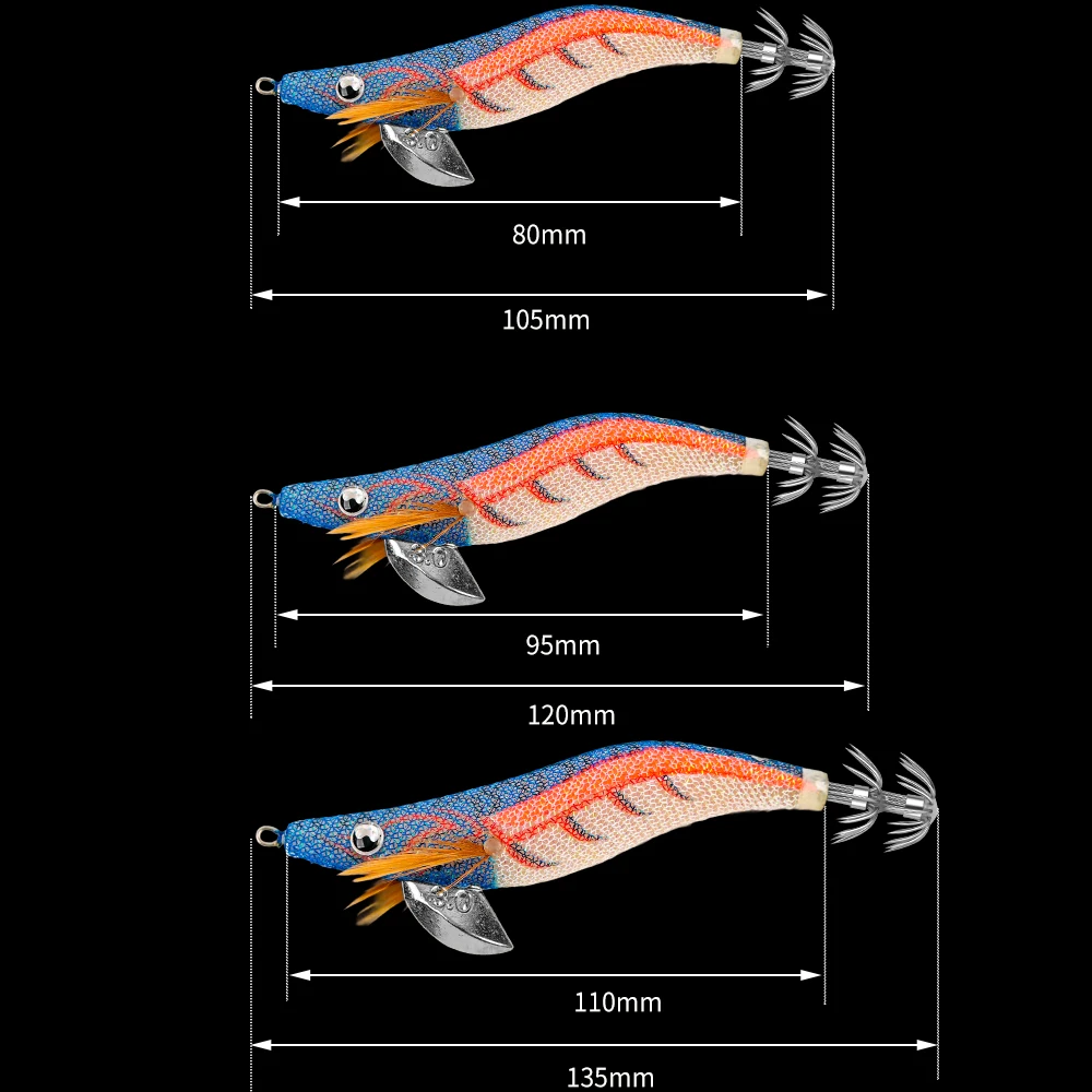 FSDZSO Squid Bait  2.5# 3.0# 3.5# Artificial Jigging Lures Slow Sinking Strong Hooks Sea Fishing Octopus Cuttlefish Luminous EGI view 4