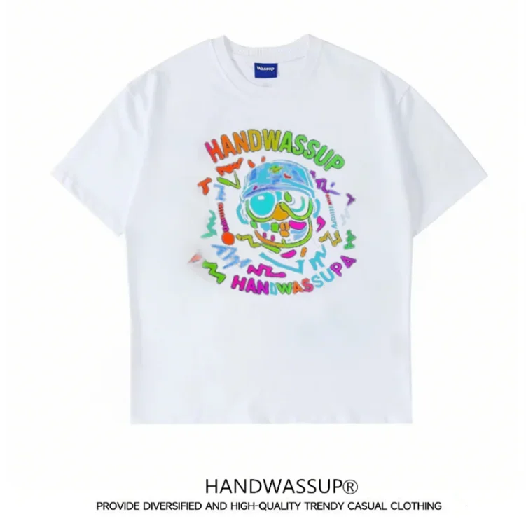 

Letter Cotton Short-sleeved Cotton Printed Men's T-shirt Summer Cotton Short-sleeved Cool Trendy Lapel T-shirt Atmosphere