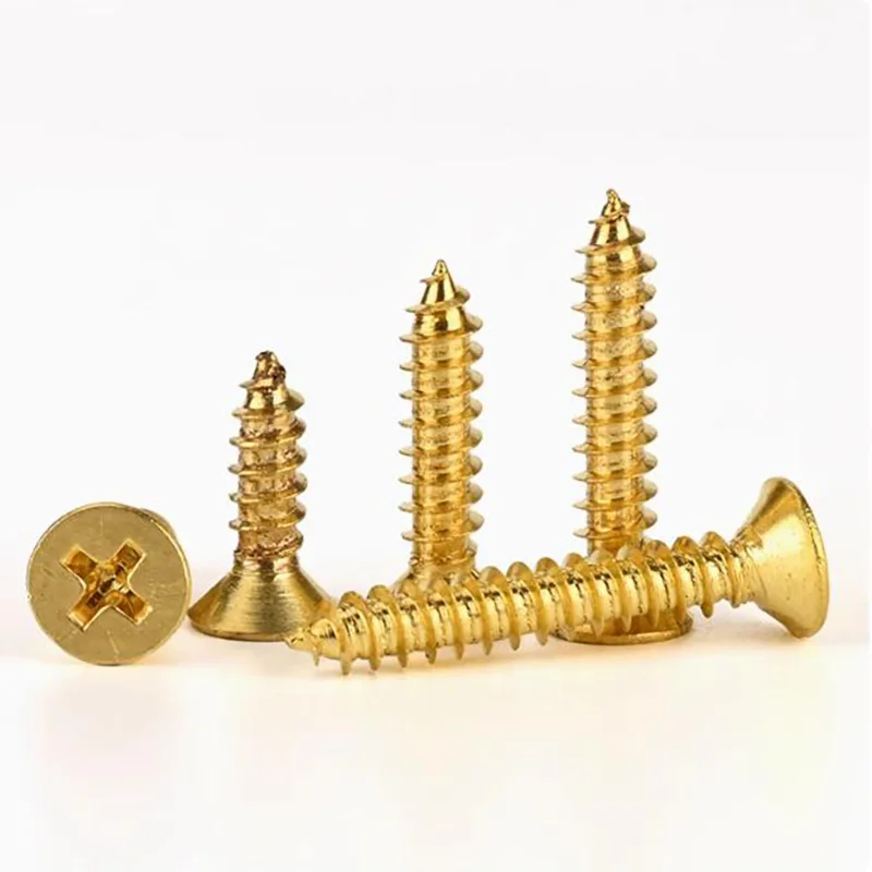 Messing Zelftappende Verzonken Phillips Zelftappende Houtschroeven M2 M2.5 M3 M3.5 M4 M4.5 M5 M6