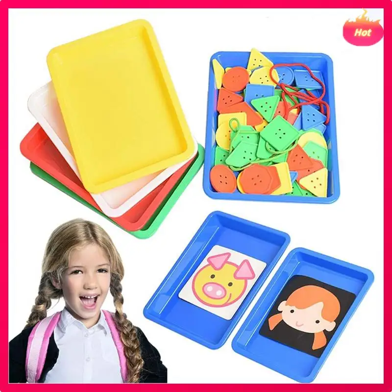 10 قطع من صواني الفن البلاستيكية متعددة الألوان، صينية بلاستيكية للنشاط، صينية تقديم للفن والحرف اليدوية، اللوحة، تنظيم العرض #5