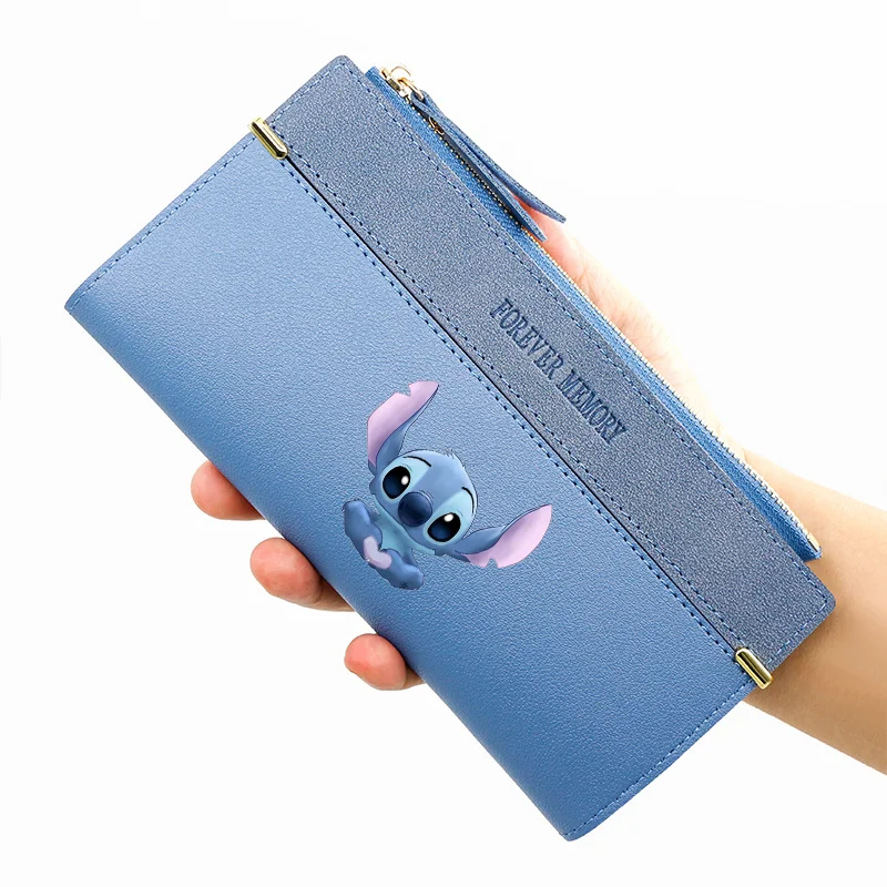 Portafoglio Stitch Disney da donna di grande capacità lungo moda nuovi portafogli simpatico cartone animato anime figura portamonete pochette porta carte regalo