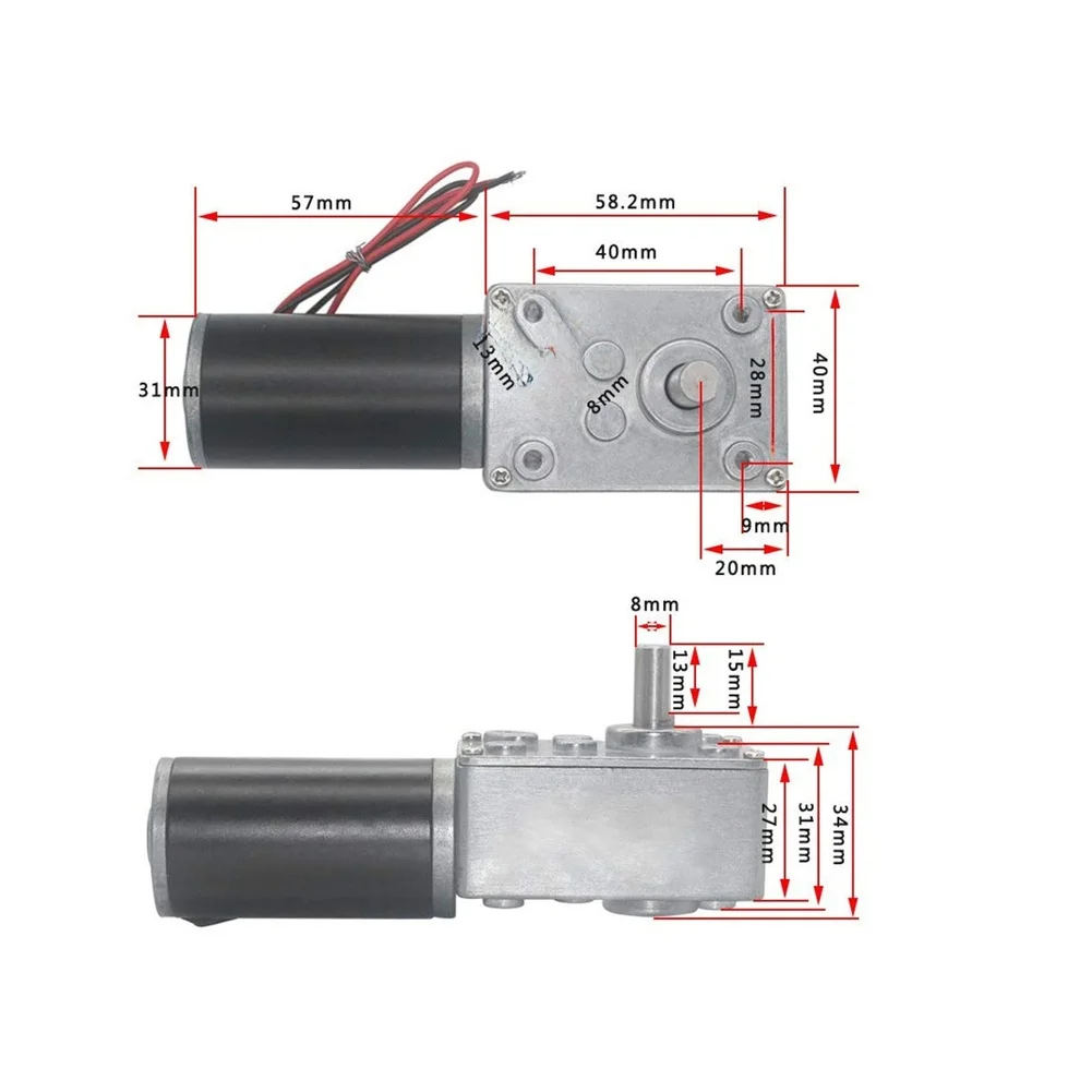 12V DC For Worm Gear Motor 70kgcm High Torque Self Locking Reversible Metal Geared Engine For Robotics Automation For Smart Gas