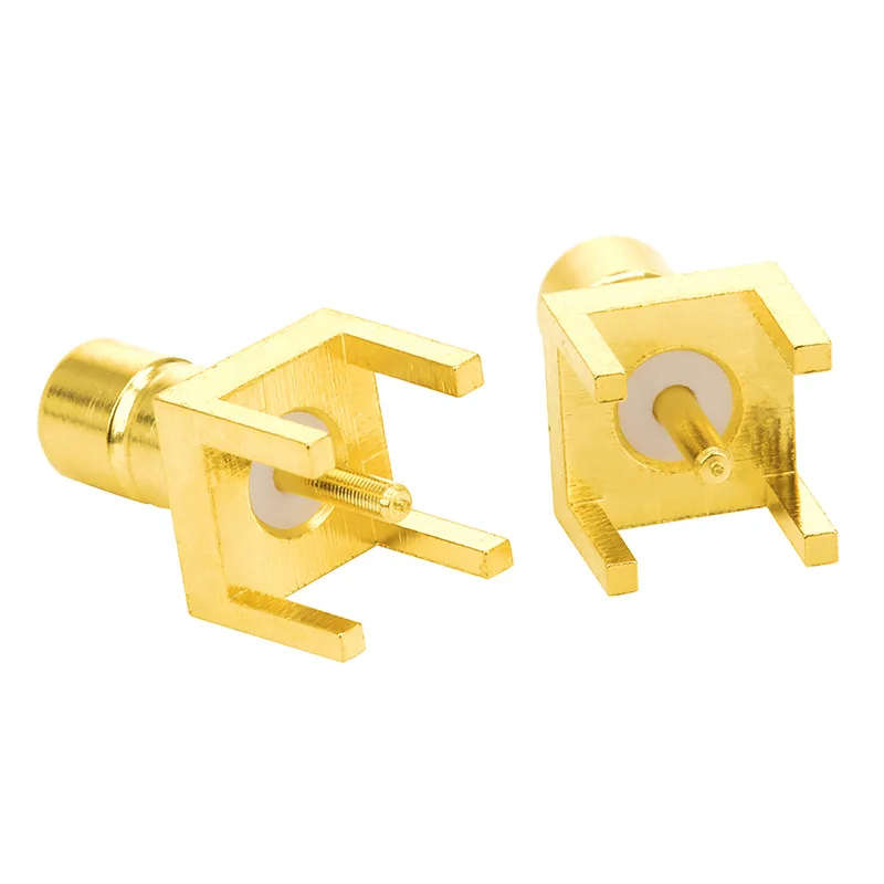 2PCS SMA-KE Offset Foot RF Antenna Base 1.7mm Pitch Right-Angle SMA Jack Female Thread with Inner Hole Pin PCB Mount Coaxial