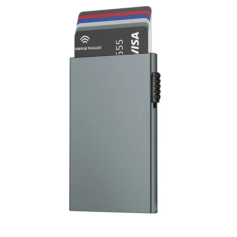 Rfid Smart Wallet Kreditkartenetui Metall Dünn Schlank Männer Frauen Geldbörsen Pop Up Minimalistische Geldbörse Kleine Schwarze Geldbörse Metall Vallet