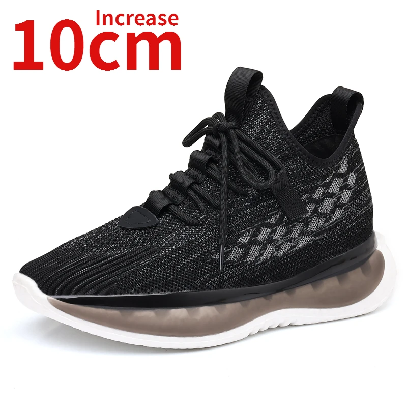 Men Casual Sports Shoes Increased 10cm Spring Summer Comfortable and Breathable Mesh Fabric Elevated Height Increasing Shoes Man