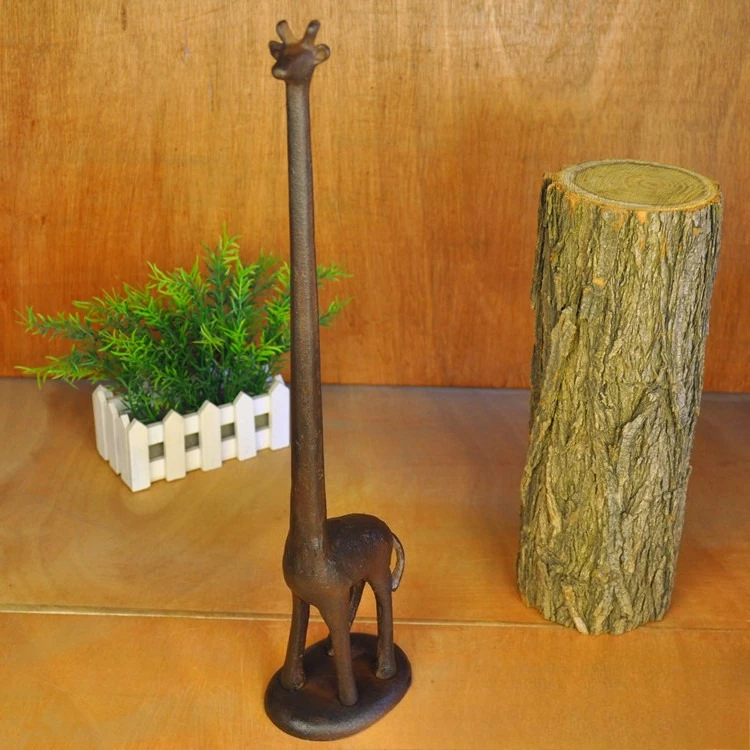 

Vintage creative paper roll holder stand Desktop cast iron metal giraffe animal shaped toilet tissue roll holder support rack