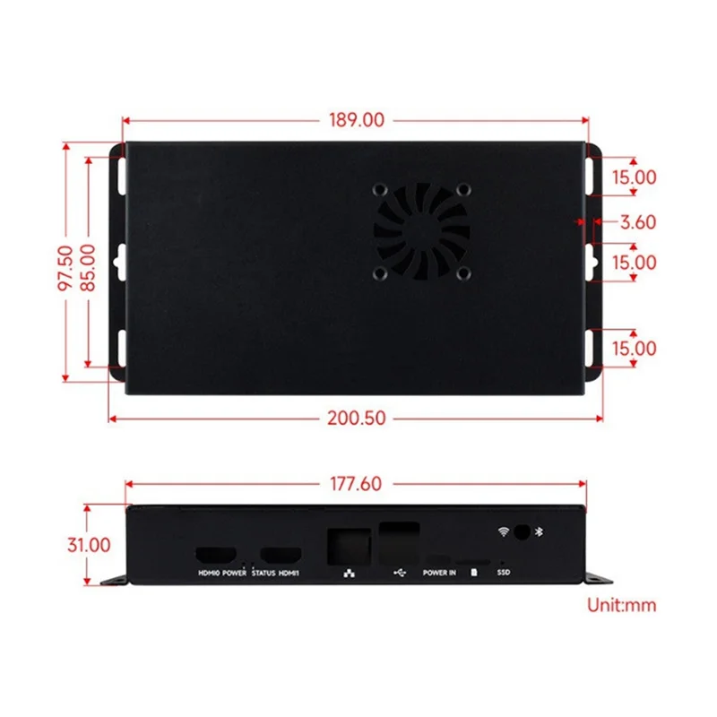 CM5 Metal Case For Raspberry Pi Compute Module 5 IO Board With Cooling Fan