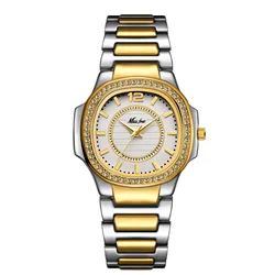 UTHAI w93-Reloj de pulsera de lujo para mujer, cronógrafo de cuarzo, resistente al agua, dorado