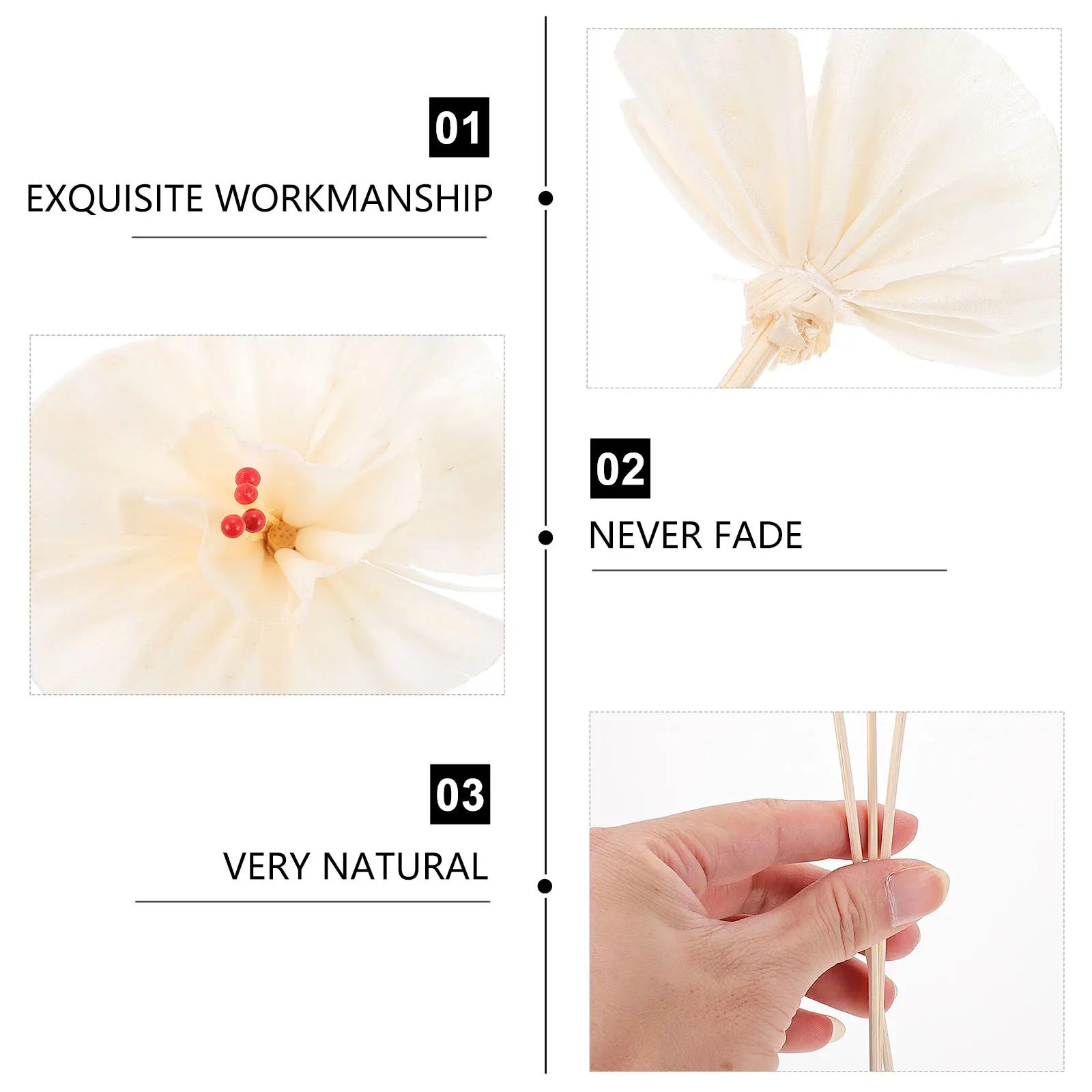 

3 pcs Aromatherapy Dried Flower Sticks Fragrance Diffuser Wood Fiber Home Decorative Adornments Natural Incense Tools Essential