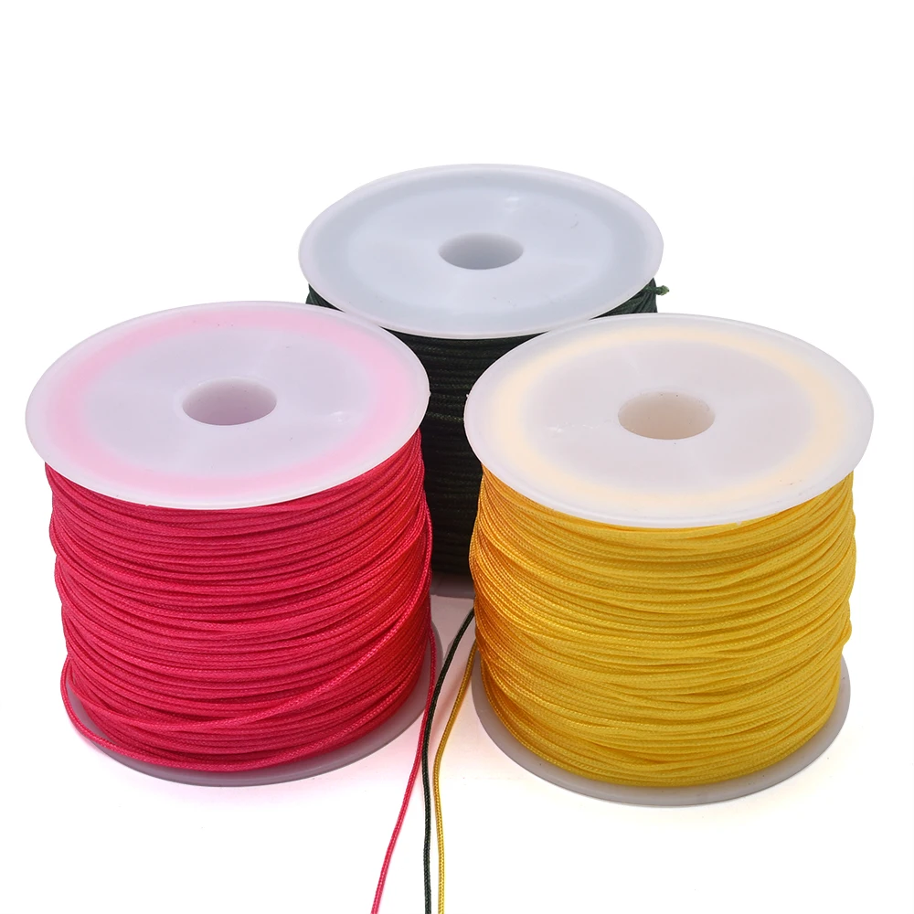 50Yds 0.8mm Crafts Nylon Cord For Jewelry Making Beading Braided Nylon Satin String for Bracelets Rattail Trim Chinese Knot