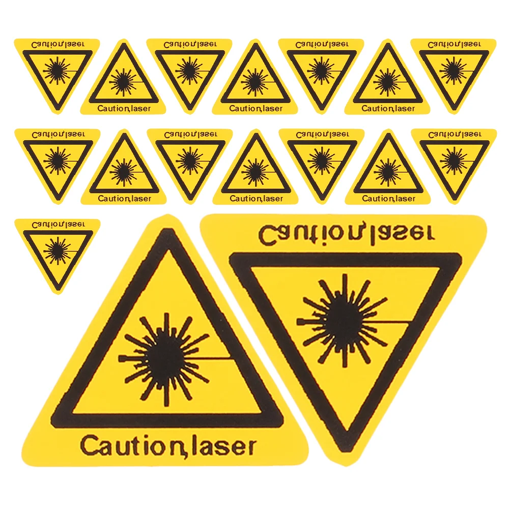 30 Pcs Signs Laser Safety Warning Sticker Label Stickers 150X150X001CM Lighting Security Yellow Bright Caution