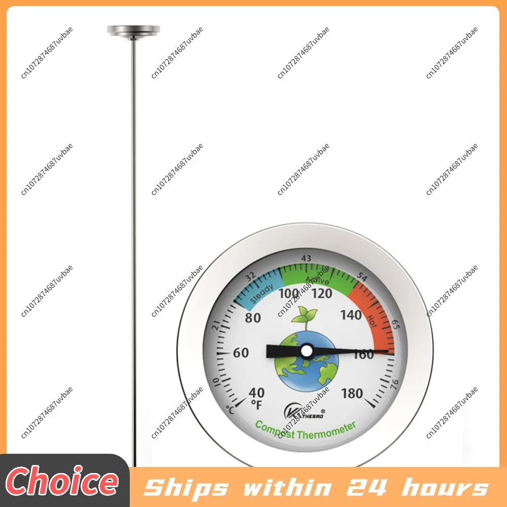 50cm Clear Reading Temperature Monitor Compost Soil Thermometer Probe for Garden Lawn Plant Stainless Steel Thermometer