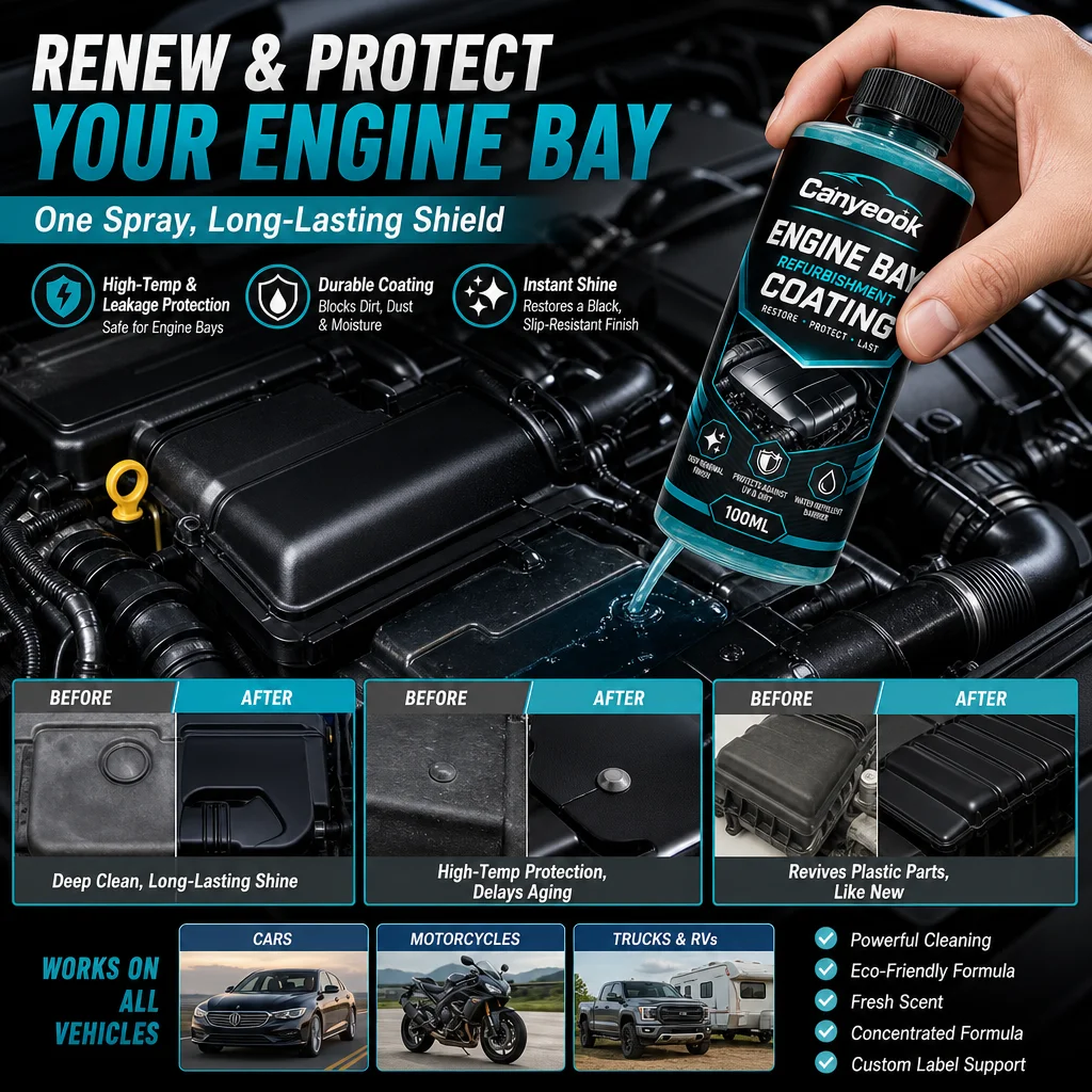 CANYEOOK Engine Bay Coating - Heat Resistant Anti-Leak Dressing for Car Motorcycle Truck & Plastic Trim Renewal 100ml
