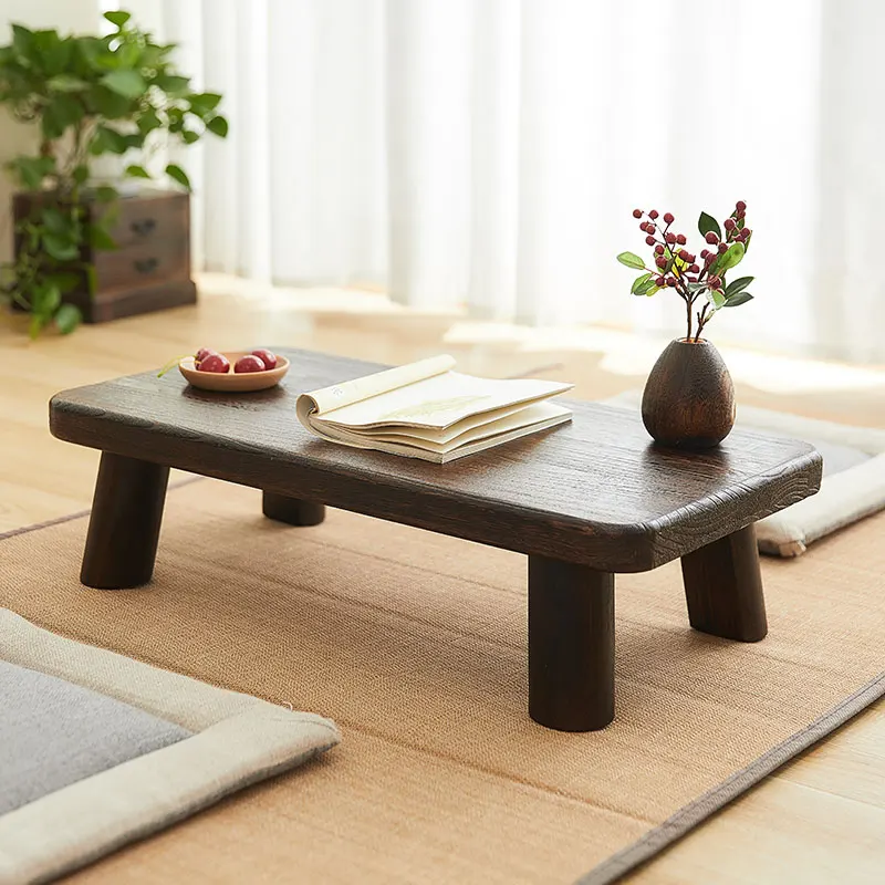 Japanse lage theetafel massief houten Tatami salontafels vloerzitbureau voor theehuis traditionele Kotatsu-stijl dorpelbijzettafel