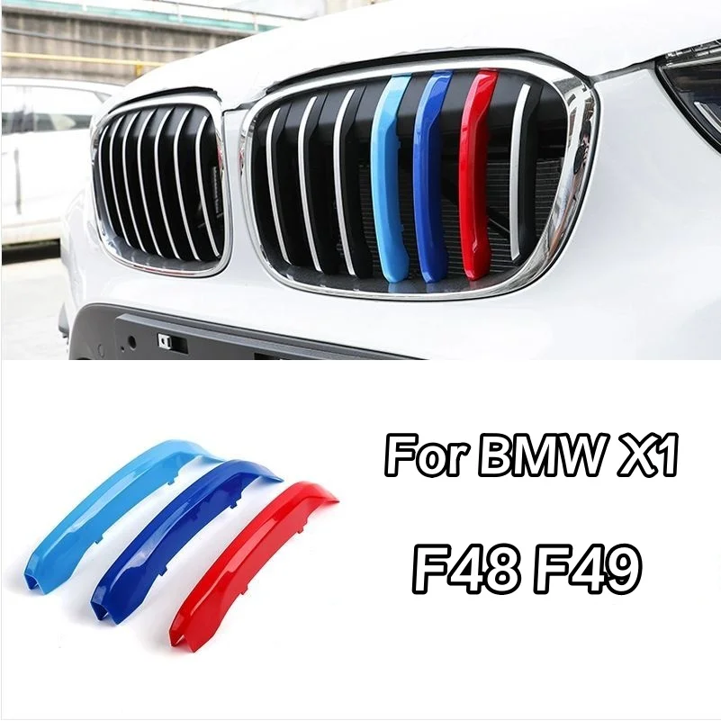 

For BMW X1 F48 F49 2016-2019 F48 2020-2022 (8 Rod) 3Pcs Front Kidney Grille Cover Frame Trim Decorative Parts Accessories