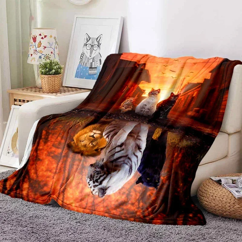 Tiger Blanket Super Soft For Spring Autumn Modern Line Art Sherpa Blanket Bedspread Throw Travel