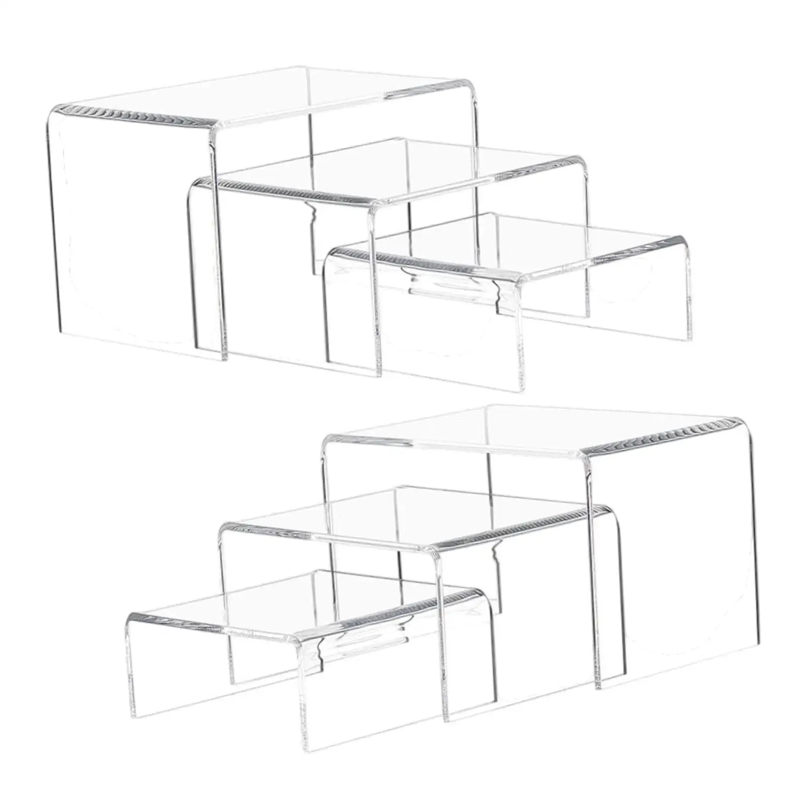 6 Pieces Acrylic Riser Display Shelf Organizer Clear Elevated Display Rack for Mobile Wallet Glasses Retail/shop Supermarket